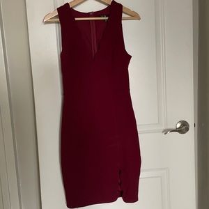Lulus Feeling Coy Burgundy Scalloped Bodycon Dress